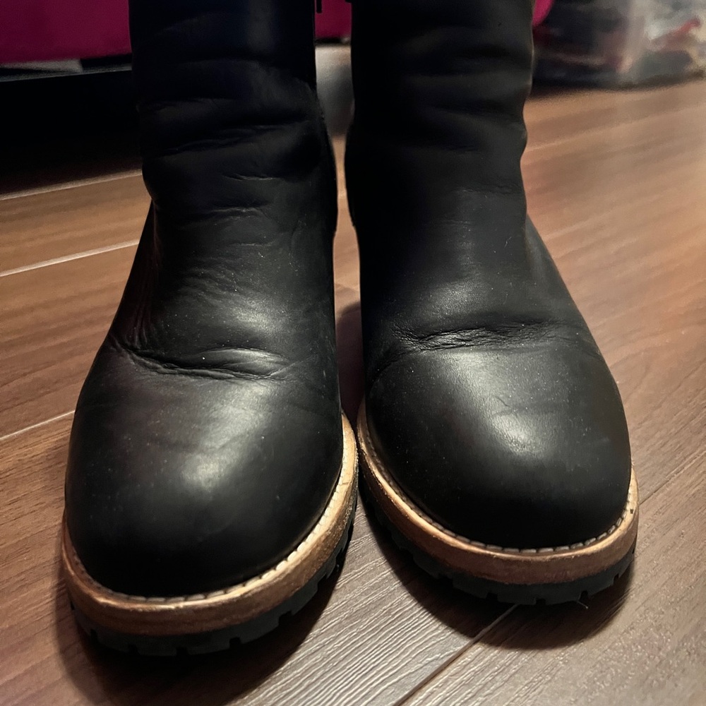 Black Leather Ankle Boots - Picture 3 of 6